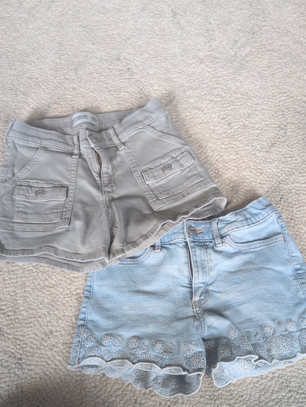 Abercrombie kids Light Blue and Green Girls' Denim Shorts Set (Bundle)